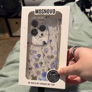 Floral Clear Phone Case - Blue and Purple